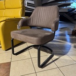 Fauteuil, stone stof, zwart metalen onderstel